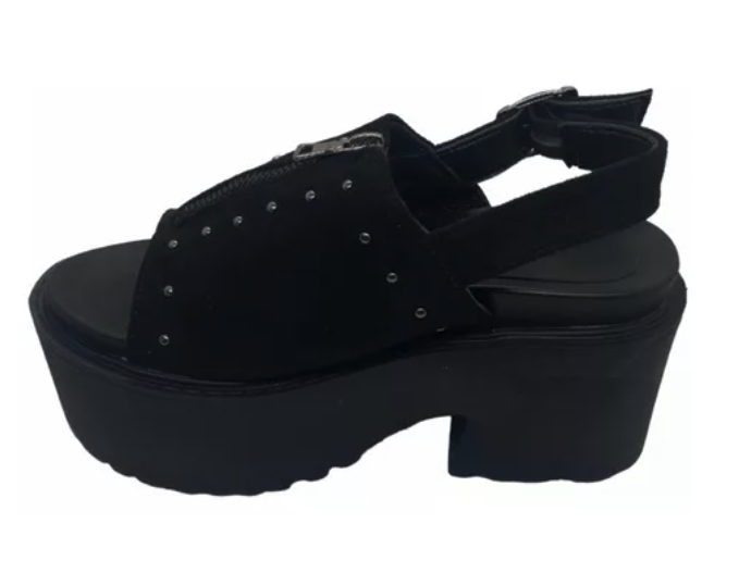 Sandalias Negras Con Plataforma Casual-3