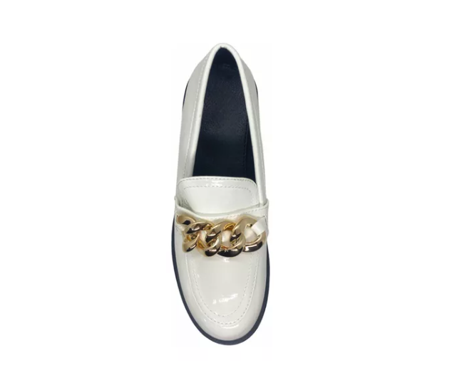 Mocasines Blancos Con Cadera Dorada-2