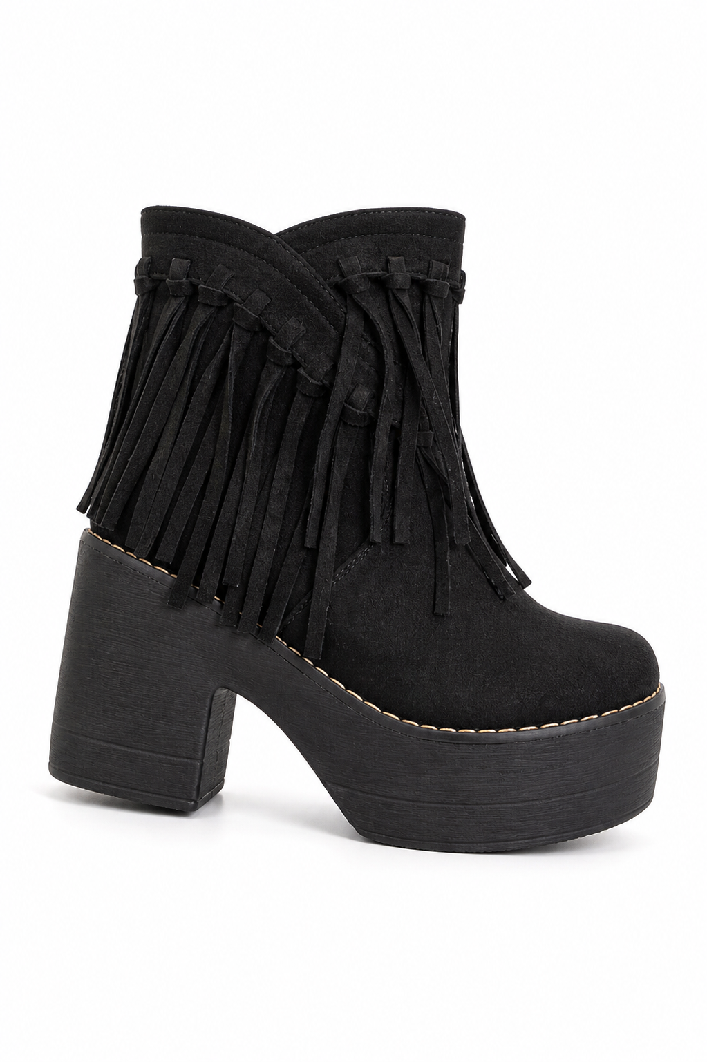 Botines Plataforma Black Fringe Urban-0