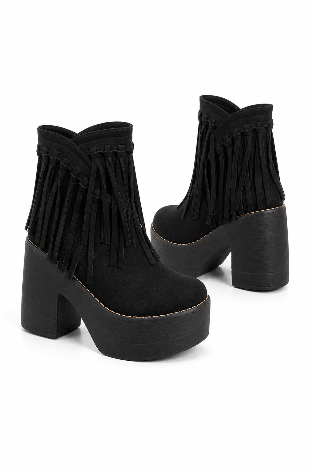Botines Plataforma Black Fringe Urban-1