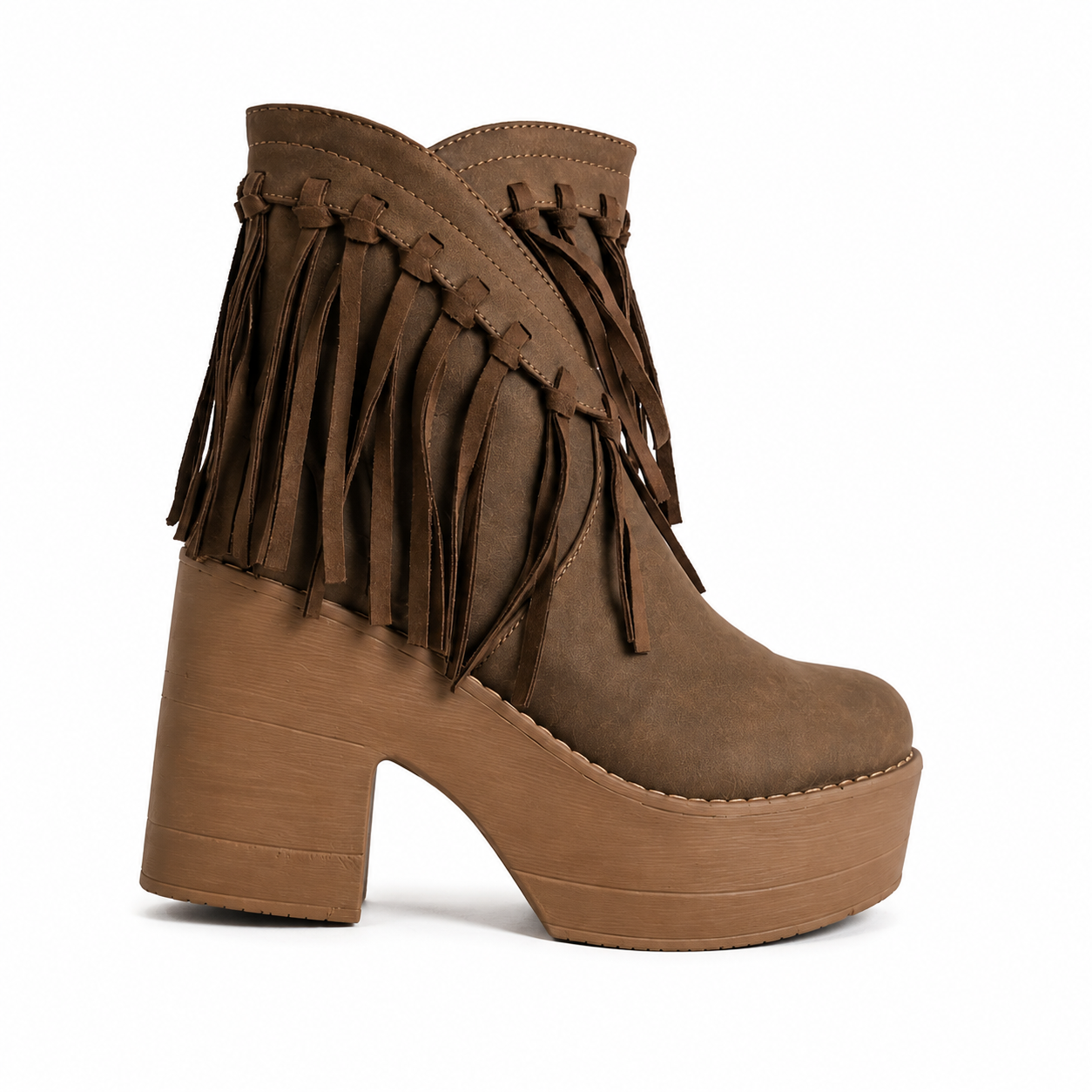 Botines Plataforma Paris Camel Vintage-0