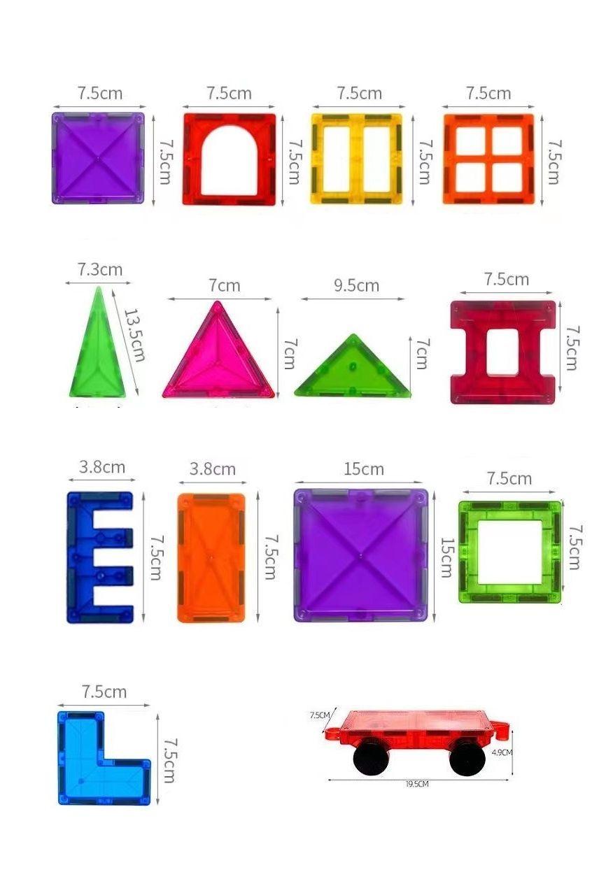Set De Construcción Bloques Magnéticos Imán 200 Piezas Magnetic Tiles-2