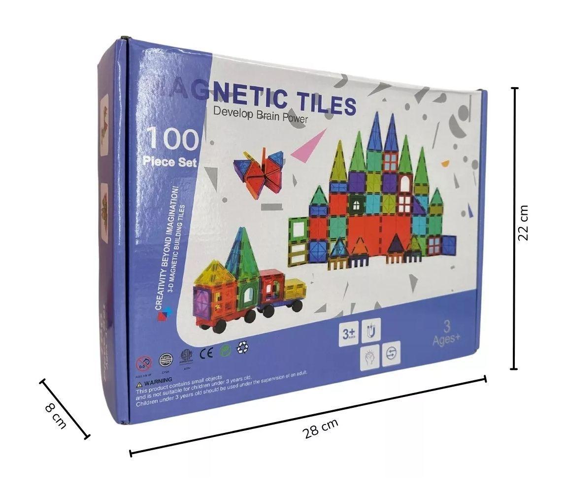 Set De Construcción Bloques  Magnéticos Imán 100 Piezas Magnetic Tiles-4