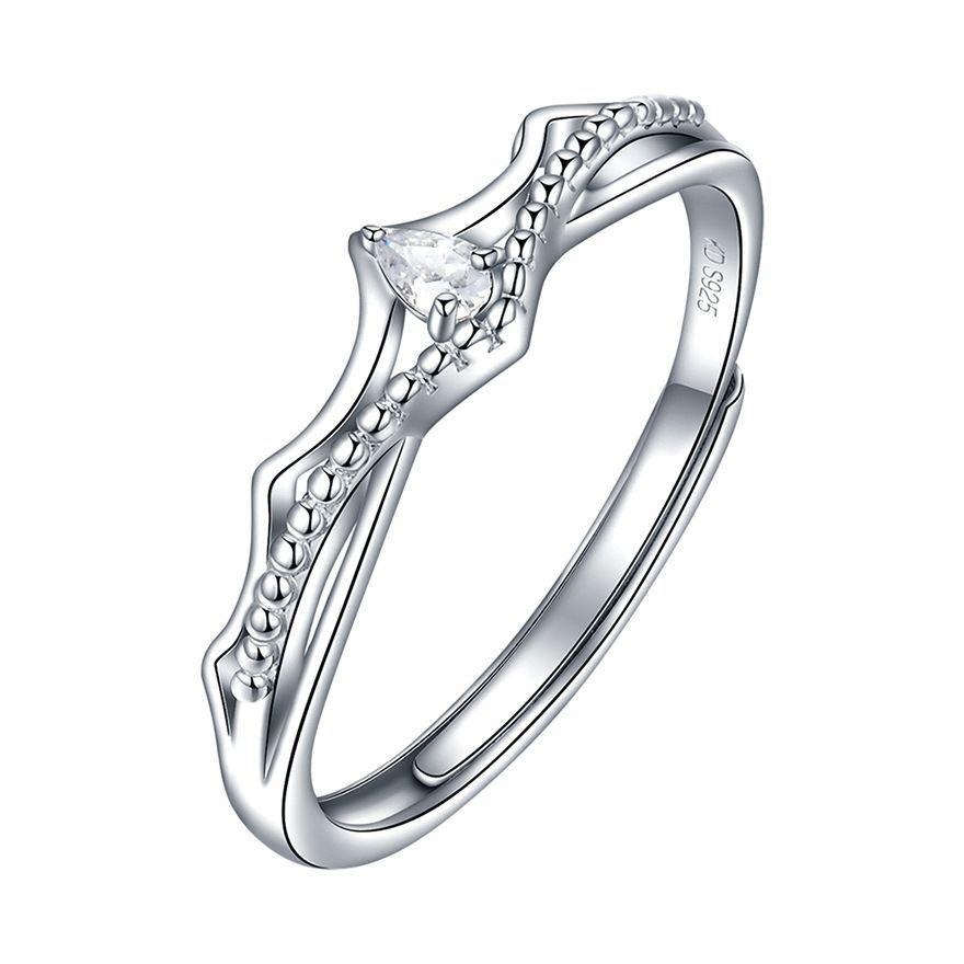 Anillos De Plata S925 Ajustable Pareja Caballero Princesa Compromiso Hombre Mujer-5