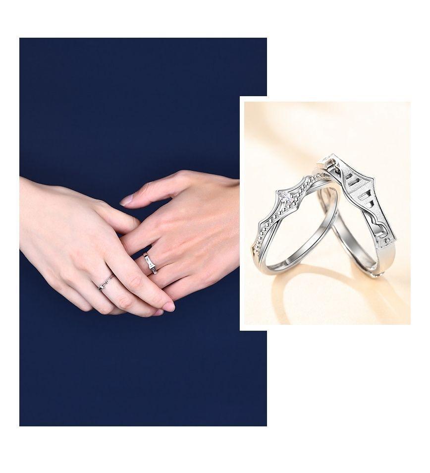 Anillos De Plata S925 Ajustable Pareja Caballero Princesa Compromiso Hombre Mujer-1