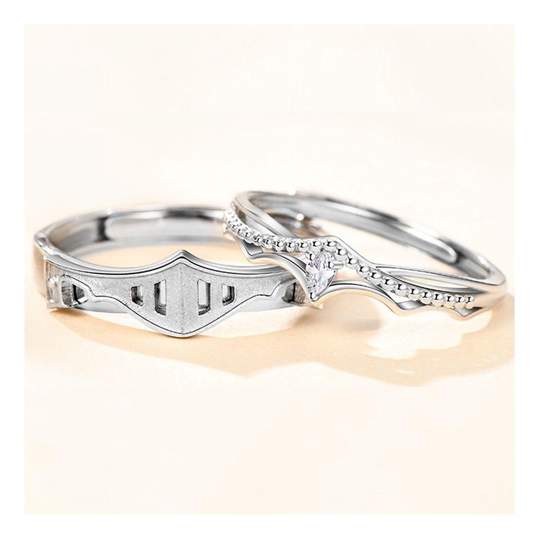 Anillos De Plata S925 Ajustable Pareja Caballero Princesa Compromiso Hombre Mujer-2
