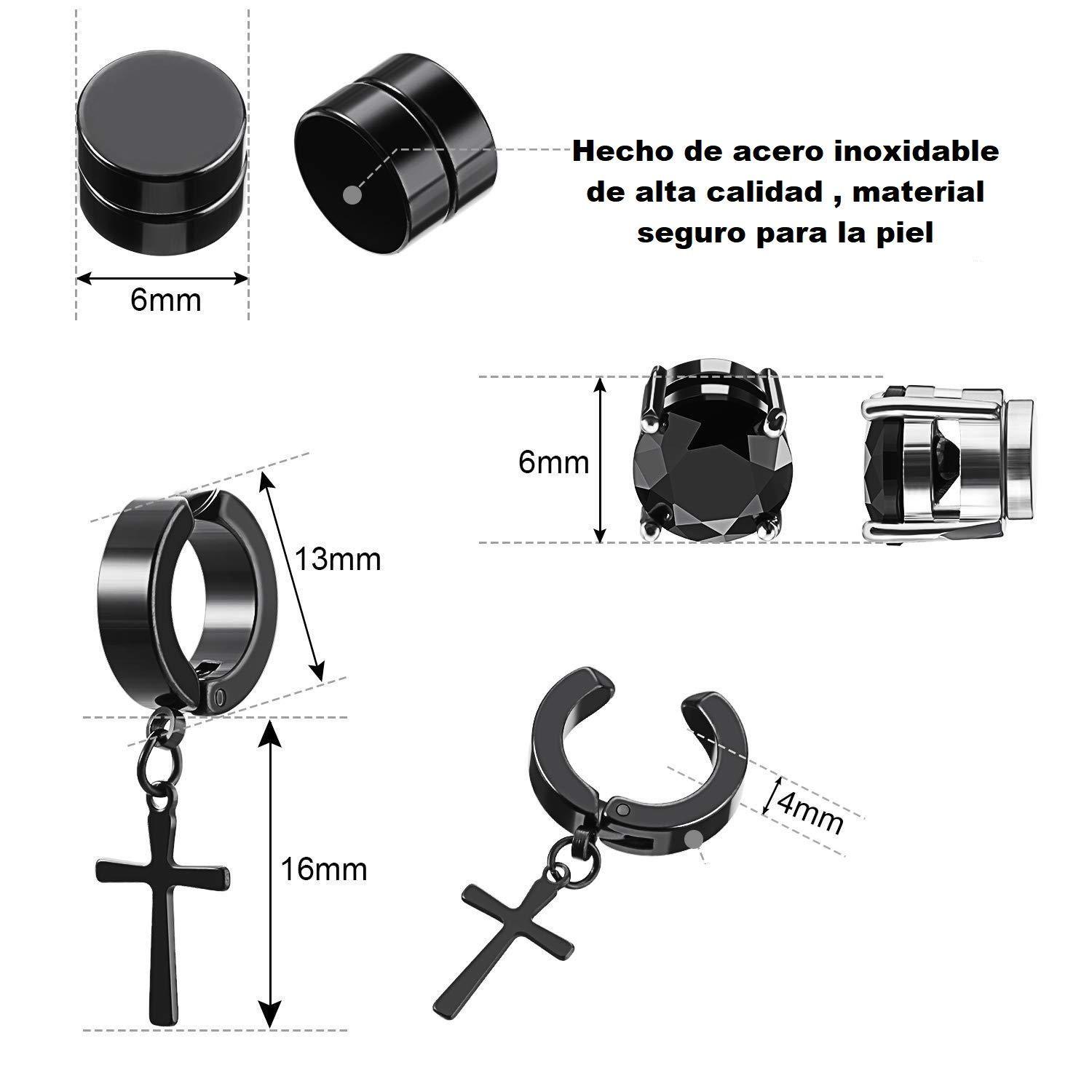 Set 10 Pares De Aros Piercing Falsos A Presión Y Magnética-3