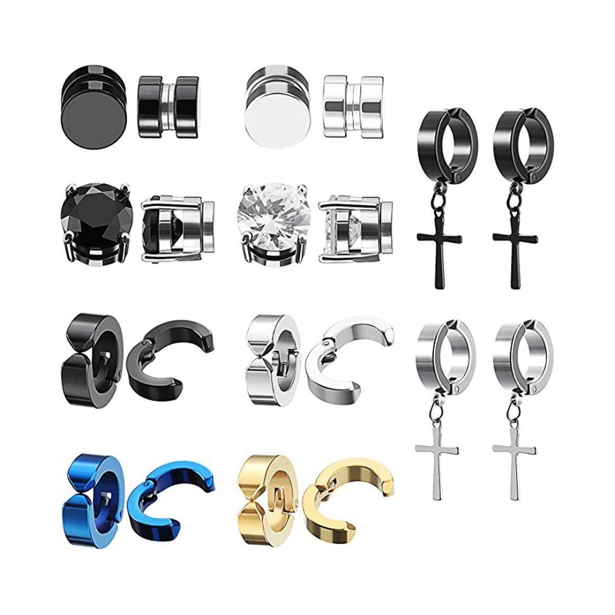 Set 10 Pares De Aros Piercing Falsos A Presión Y Magnética-6