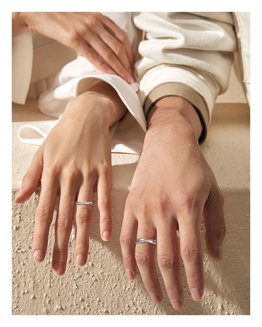 Anillos Plata 925 Ajustable Circón Pareja Compromiso Hombre Mujer-3