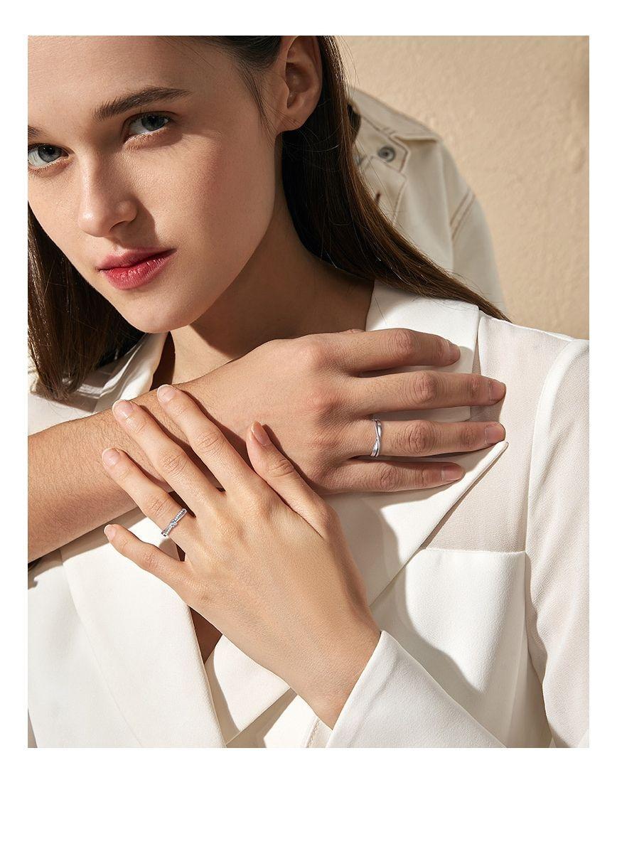 Anillos Plata 925 Ajustable Circón Pareja Compromiso Hombre Mujer-4