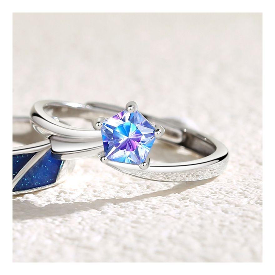 Anillos Compromiso Promesa Pareja Plata S925 Mar Estrellado Hombre Mujer-4