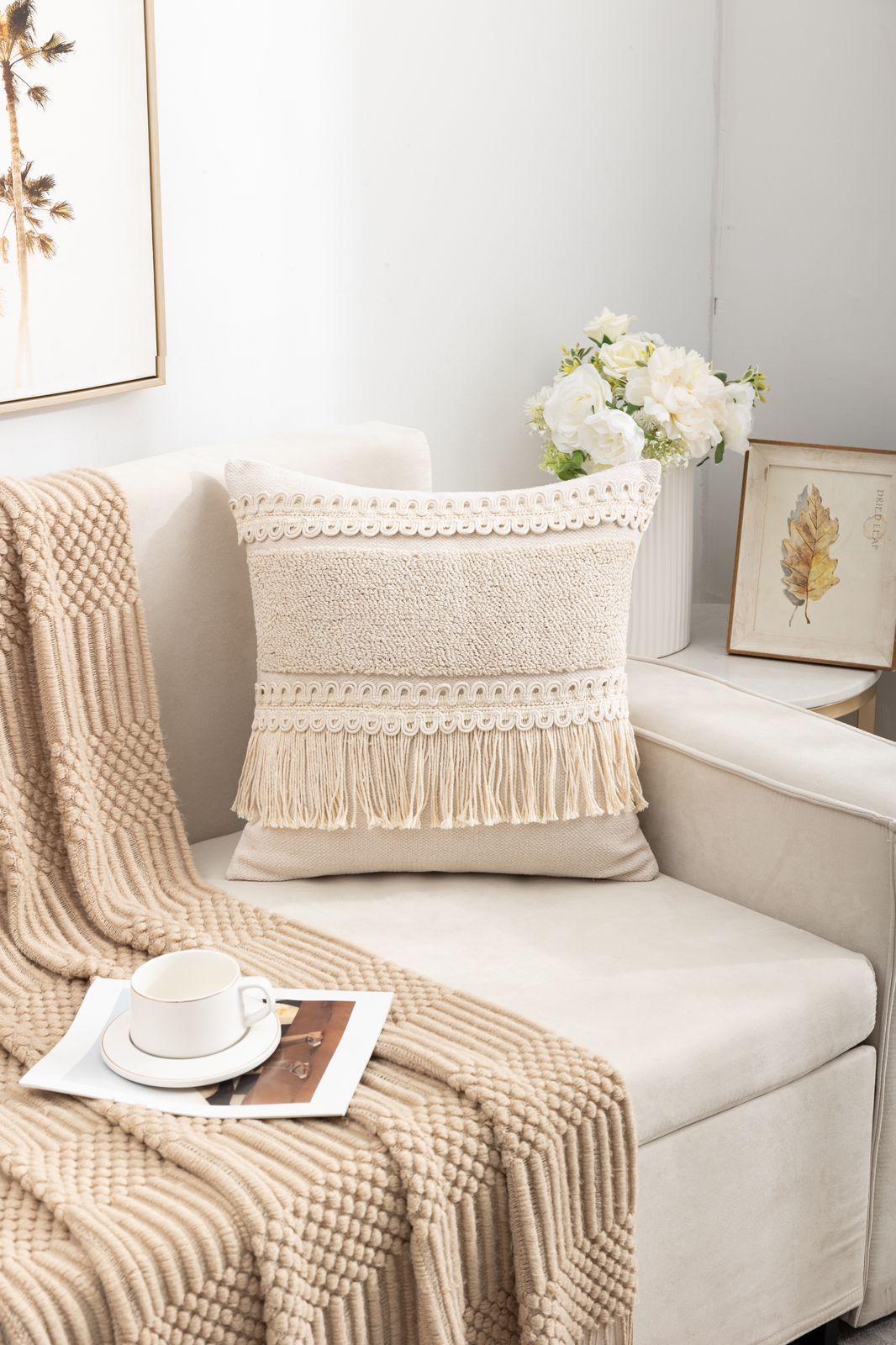 Fundas de cojín con borlas - Beige pack 2 -0