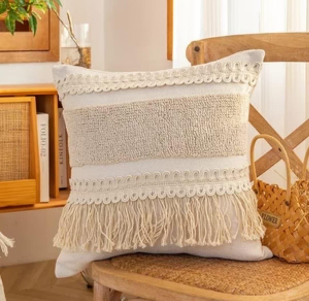 Fundas de cojín con borlas - Beige pack 2 -1