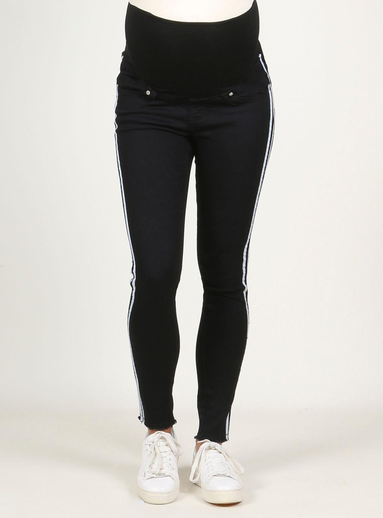Pantalon negro crop con cintas laterales-3