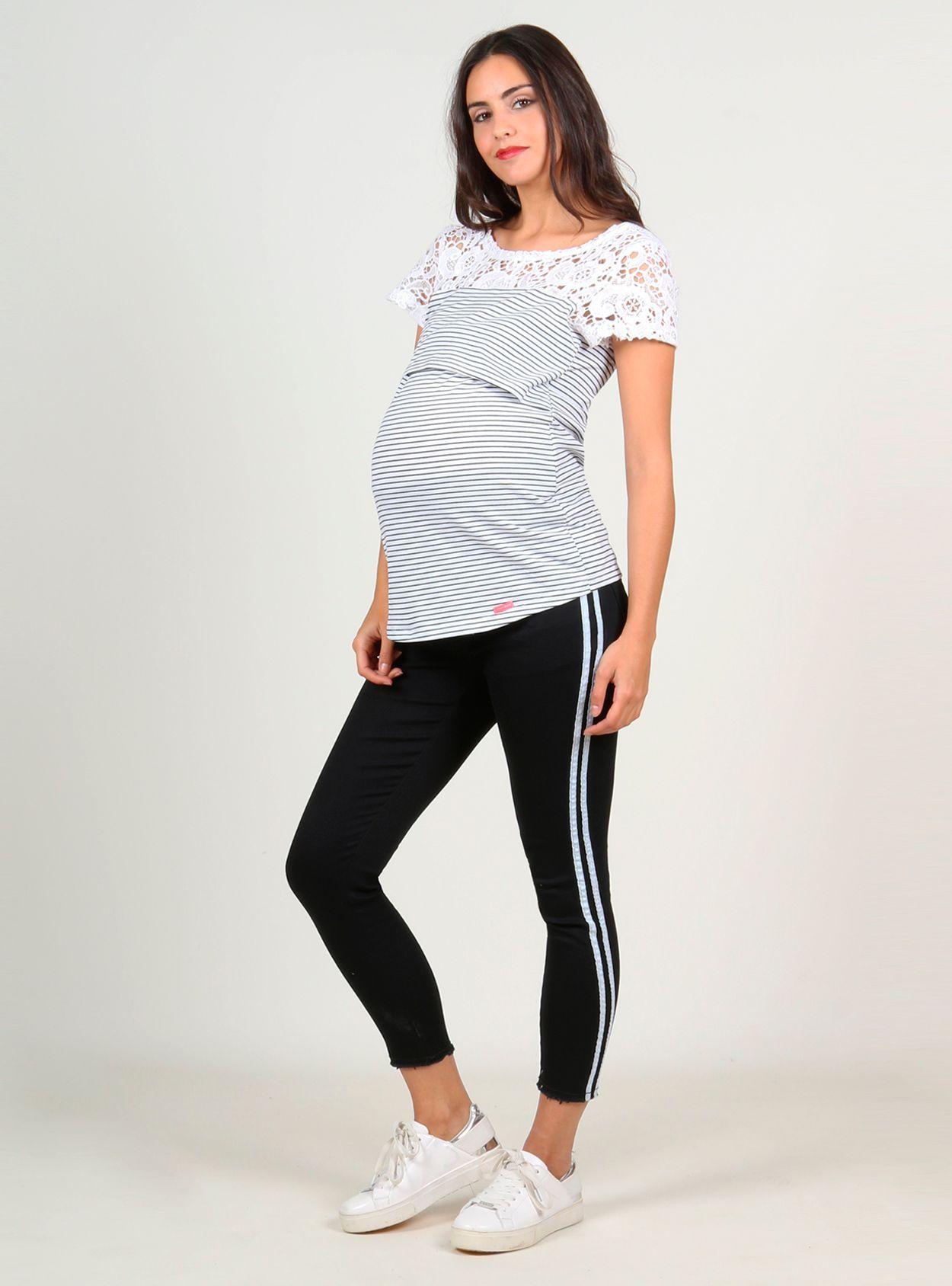 Pantalon negro crop con cintas laterales-1