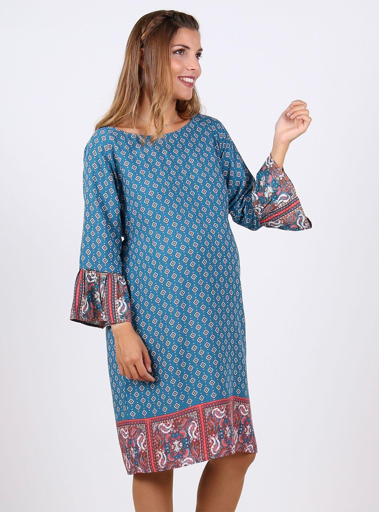 Vestido tunica maternal mangas volantes-1