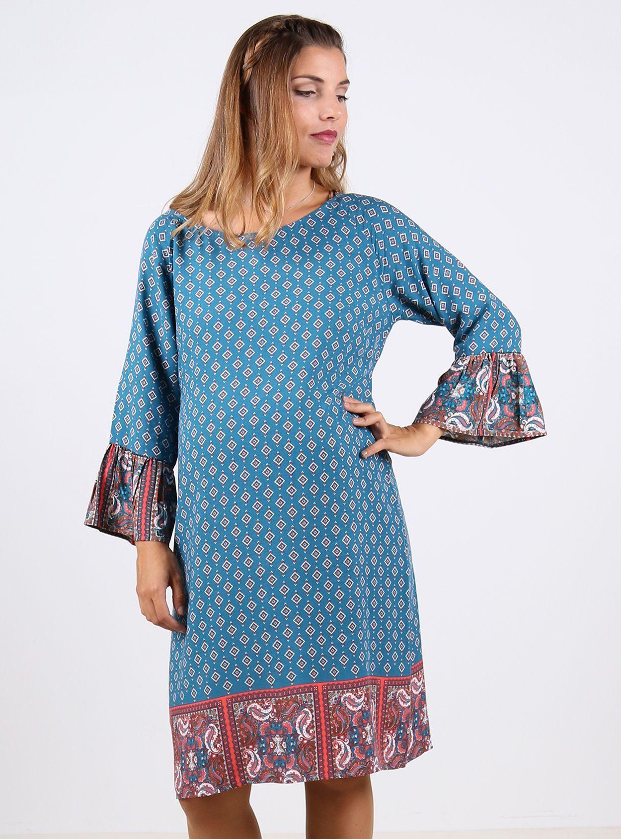 Vestido tunica maternal mangas volantes-2