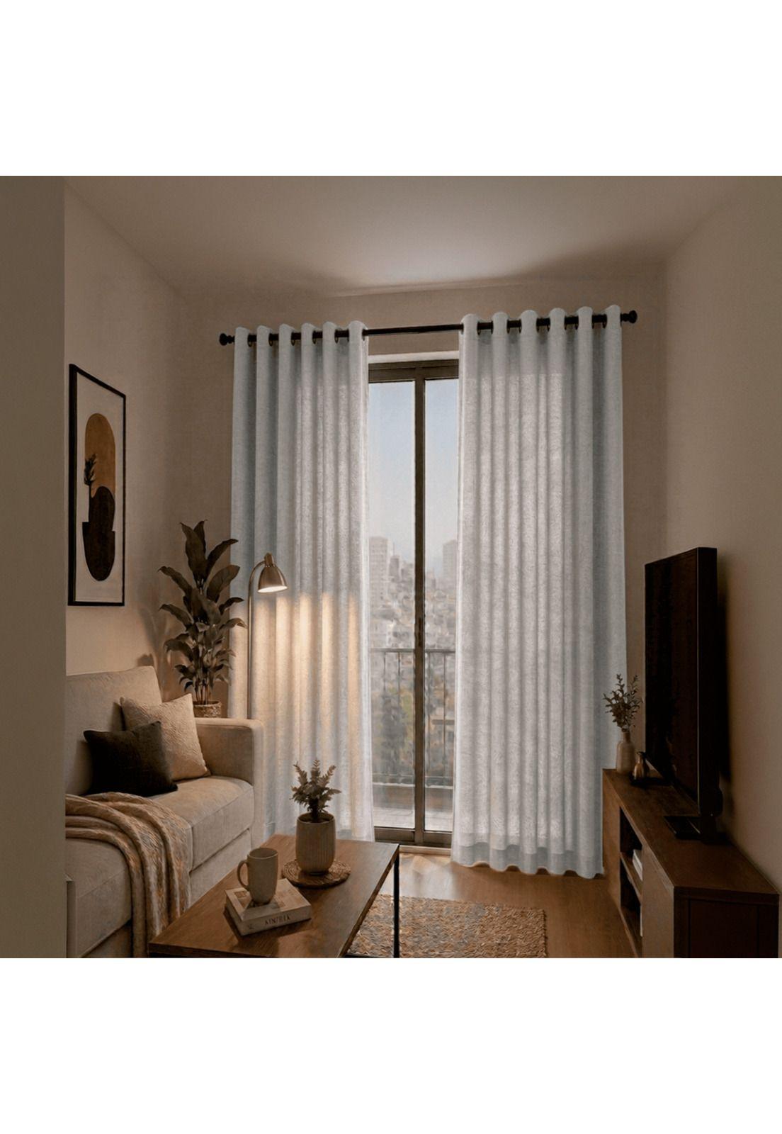Cortina Jacquard 2 Pcs Atacama 140X220 Gris Claro-0