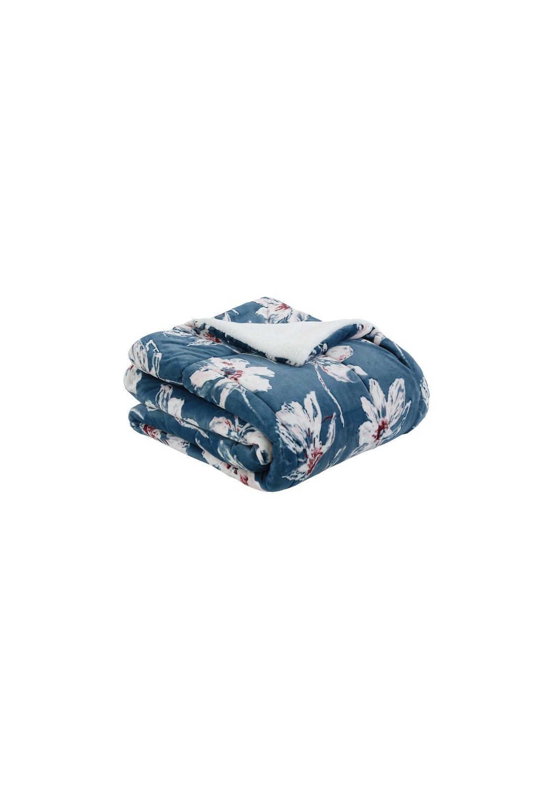 Cubrecama Coral Termico Flores Blancas 2P-2