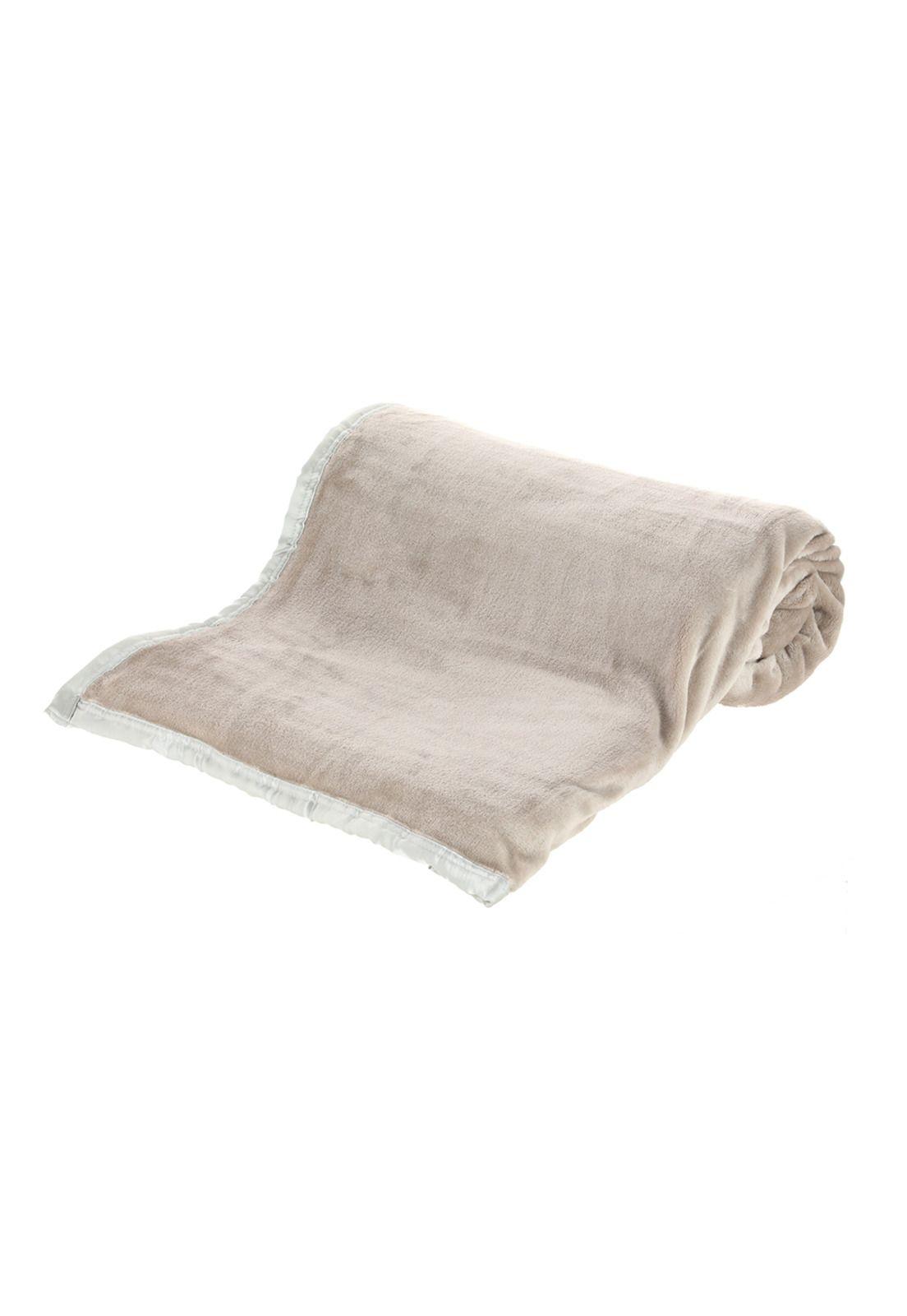 Frazada Flannel Borde Satinado 2P Gris Plata-1