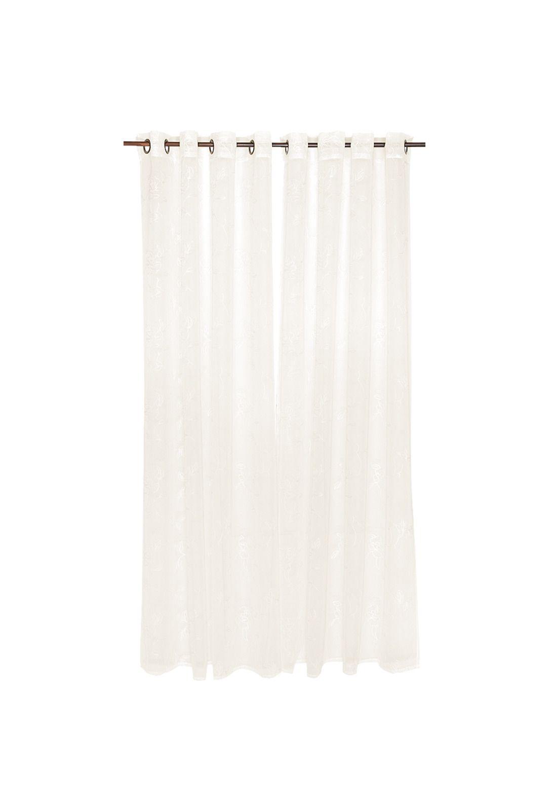 Set 2 Velos De Cortina Bordado Marfil 140x220 Cm Bosque-0