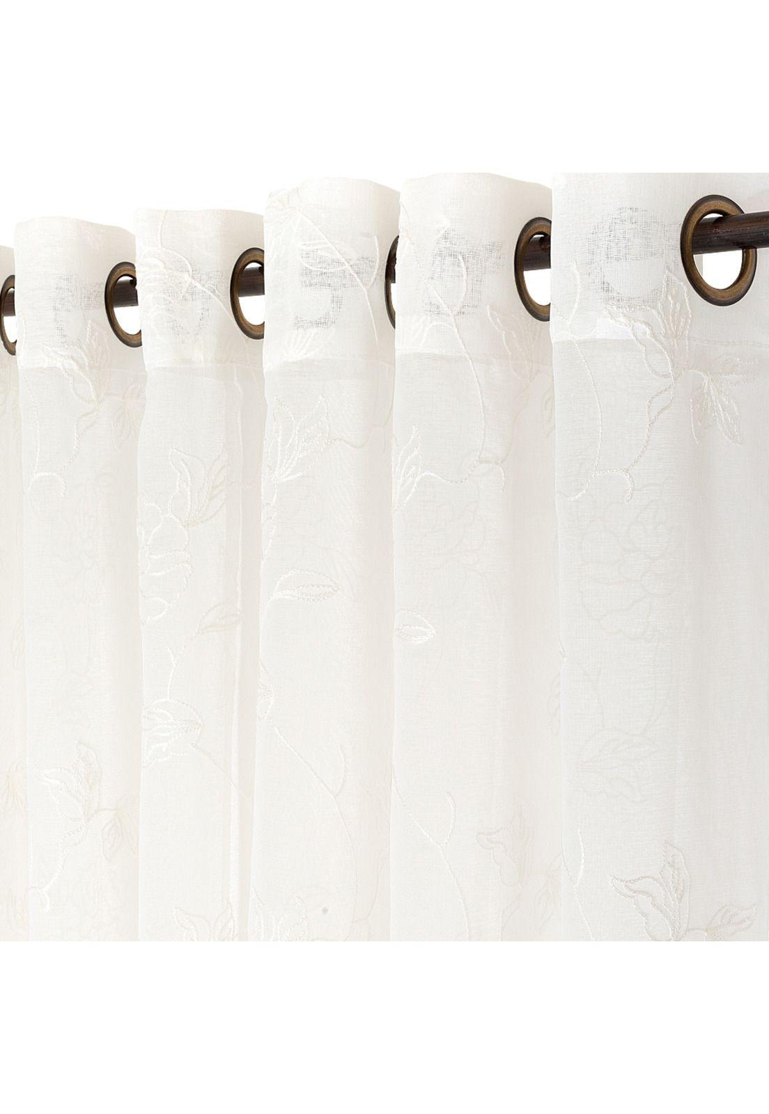 Set 2 Velos De Cortina Bordado Marfil 140x220 Cm Bosque-1