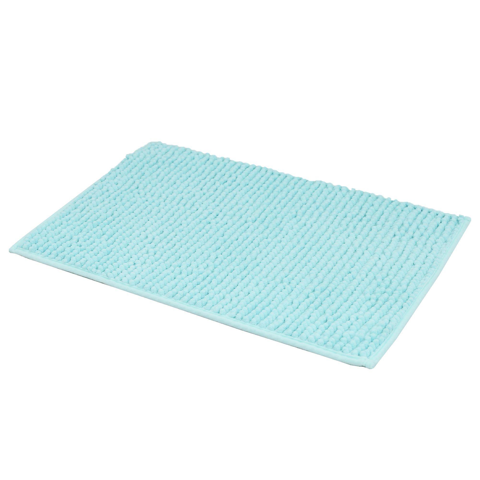 Piso De Baño Chenille 40X60Cm Color Turquesa-0