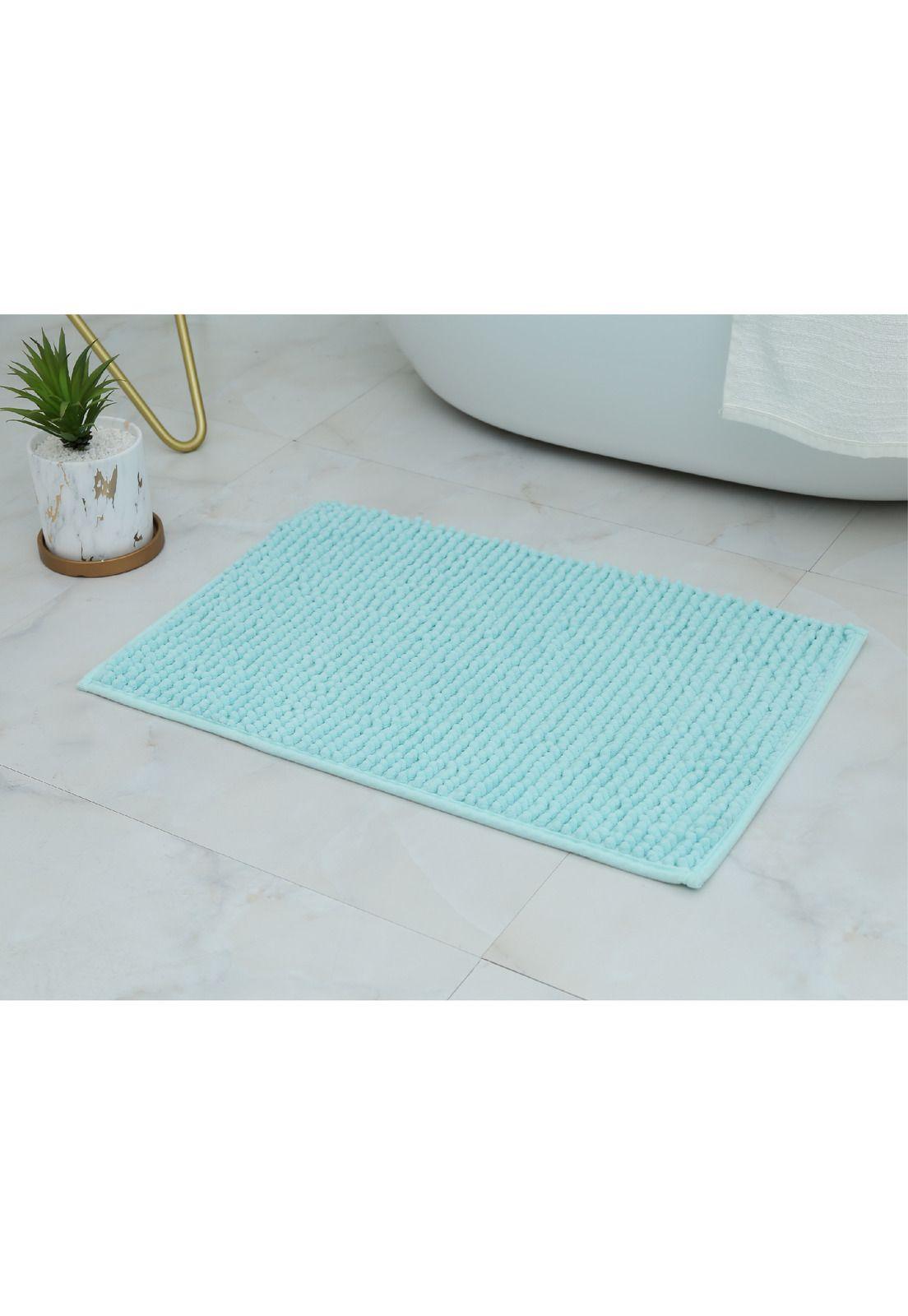 Piso De Baño Chenille 40X60Cm Color Turquesa-1