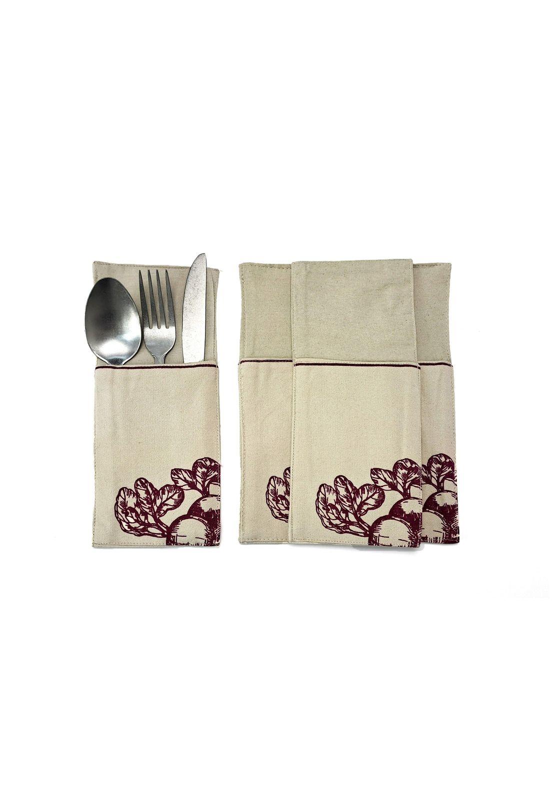 Porta Cubiertos Betarraga Estampado 23x10cm Beige -0