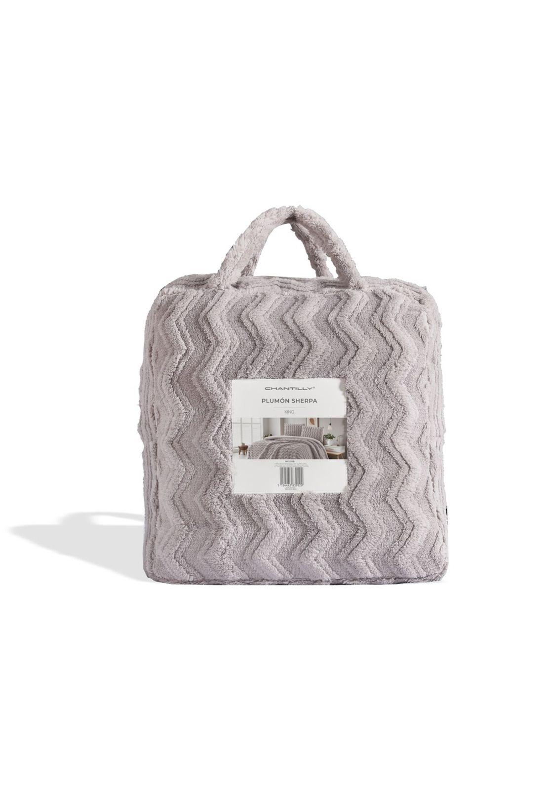 Plumón Sherpa Extra Cálido Chantilly 2 Plazas Gris Plata-2