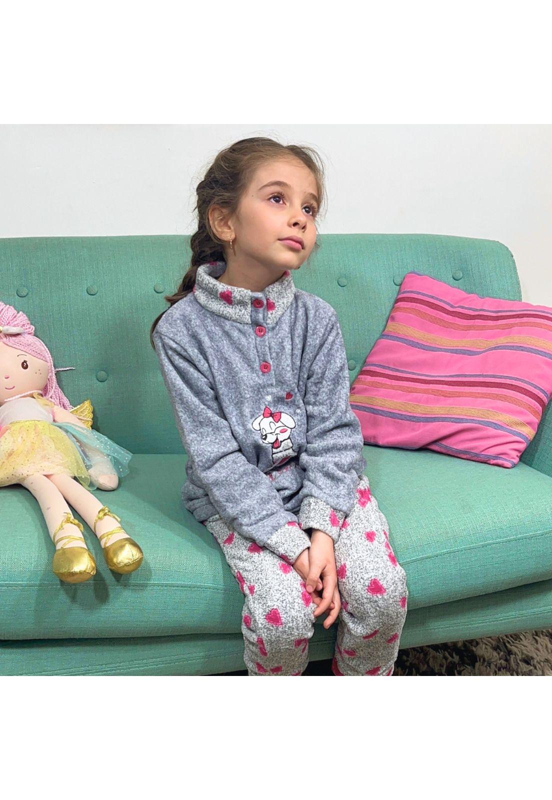 Pijama Niña Corazones T4 Gris-2