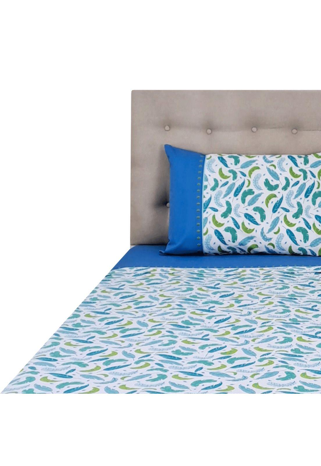 Sábanas 144h Estampadas Plumas Frias 1.5 Plazas-1