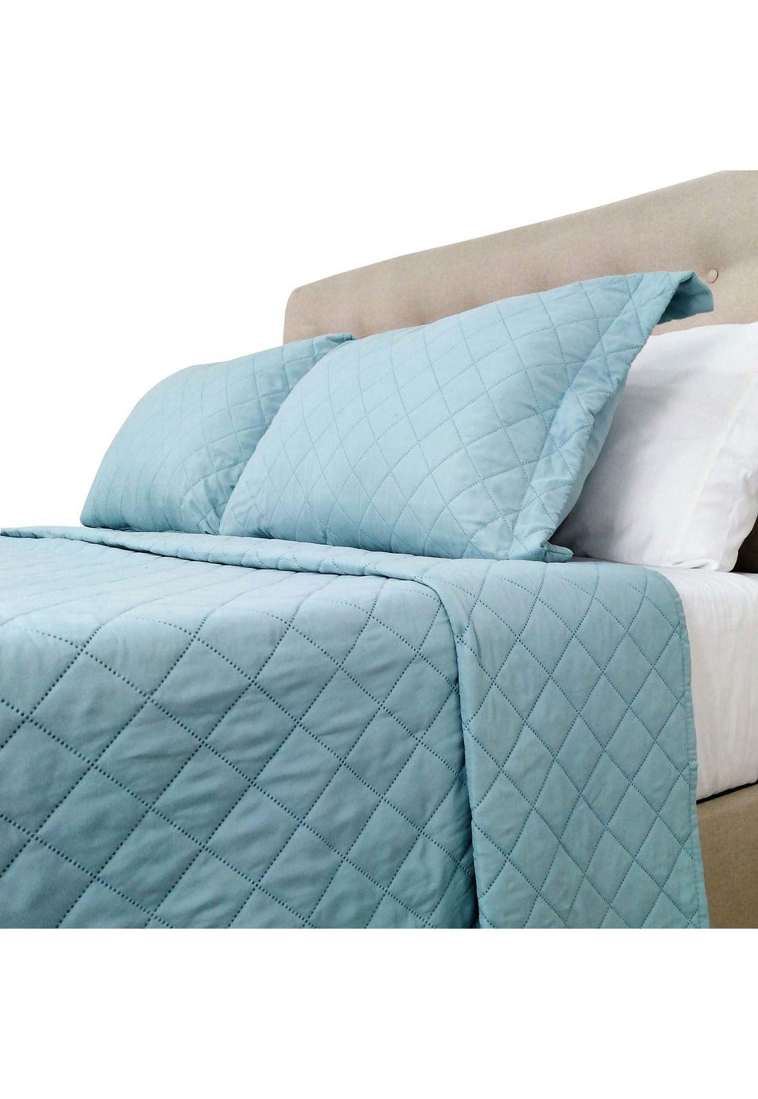 Cubrecama Microfibra Ultrasonic Liso 2 Plazas Verde Menta-1