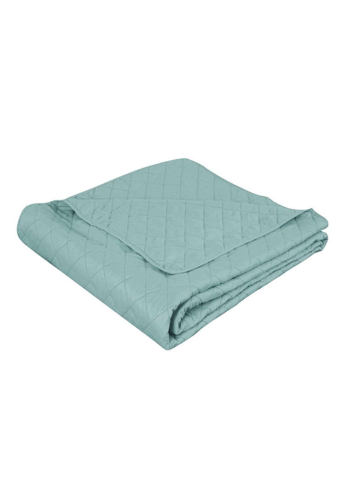 Cubrecama Microfibra Ultrasonic Liso 2 Plazas Verde Menta-2