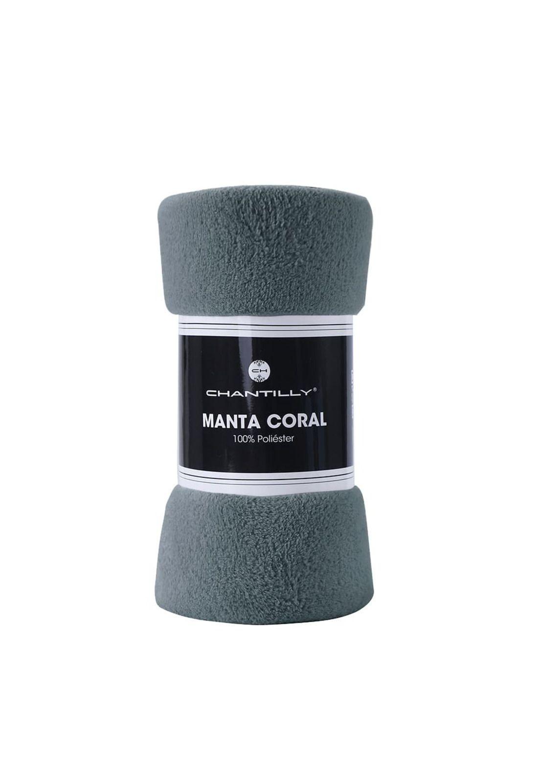 Manta Coral Fleece Ultra Suave Chantilly 125x150 cm Gris Oscuro-0