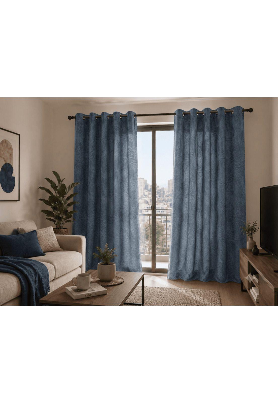 Set Cortina Velvet Emboss 140X220 Gris-0