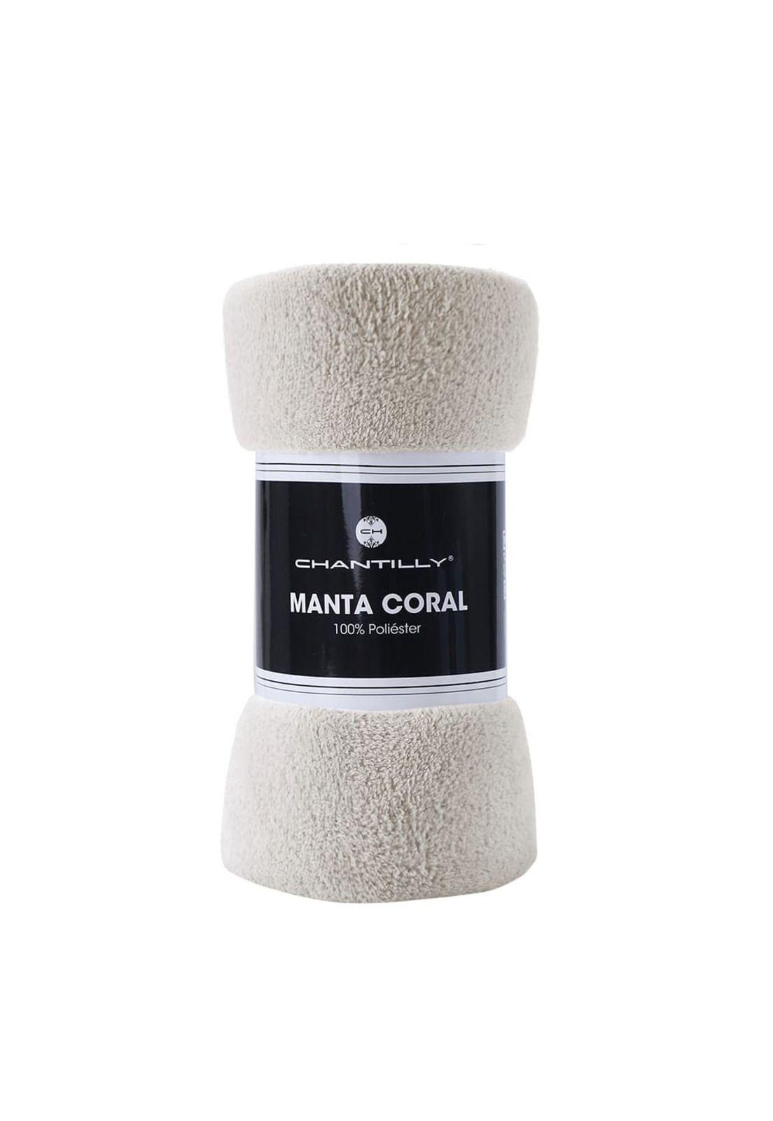 Manta Coral Fleece Ultra Suave Chantilly 125x150 cm Gris Intenso-0