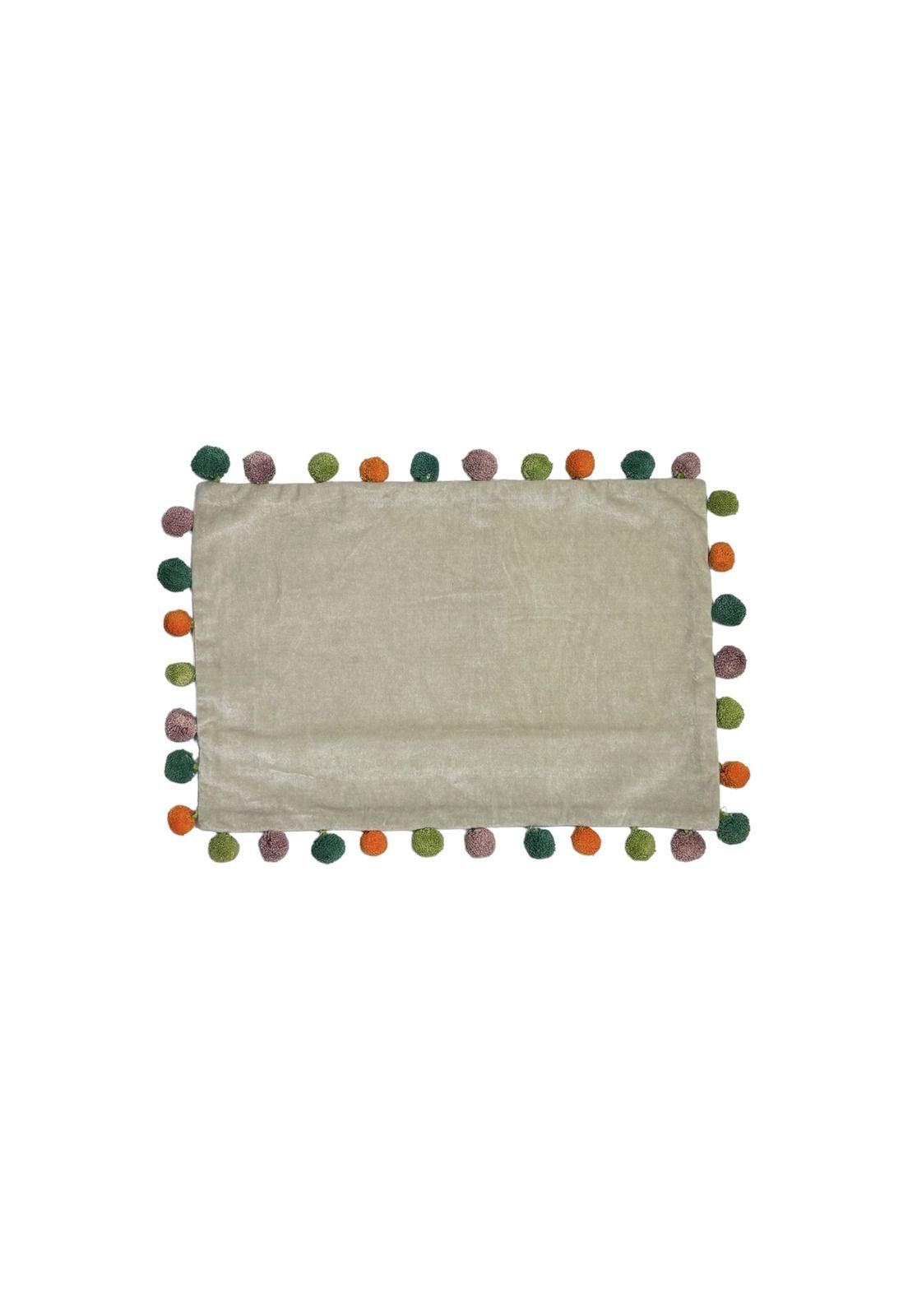 Funda de pompón velvet para cojín 30 x 45 cm natural-0