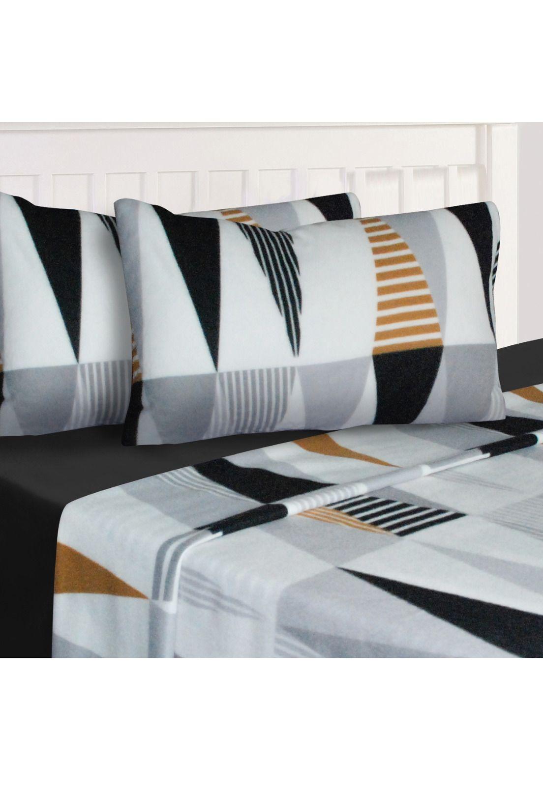 Sábanas Polar Estampada Trigono Diseño 1 1.5 Plazas-0