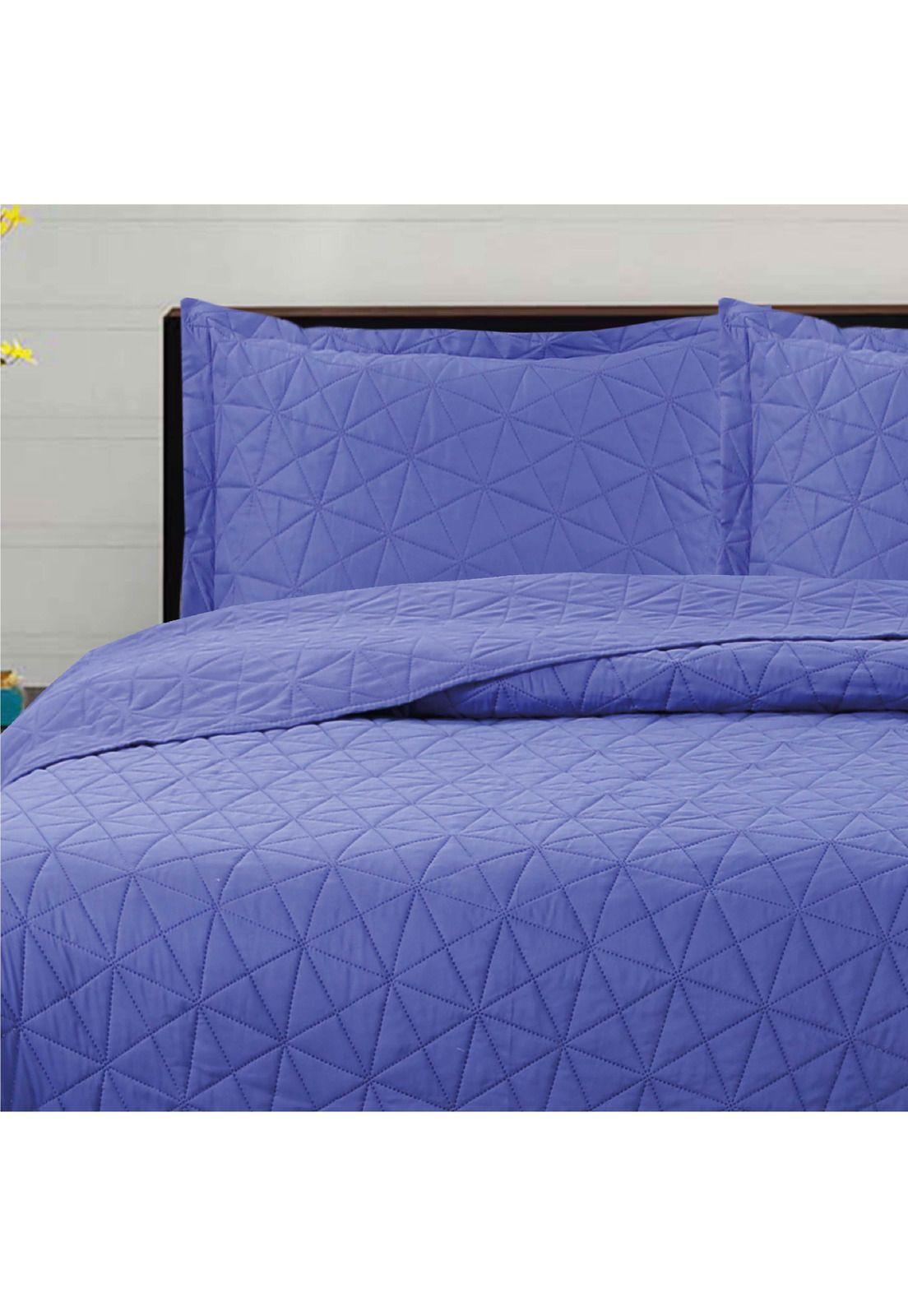 Cubrecama Liso Ultrasonic Triangle King Color Morado-1