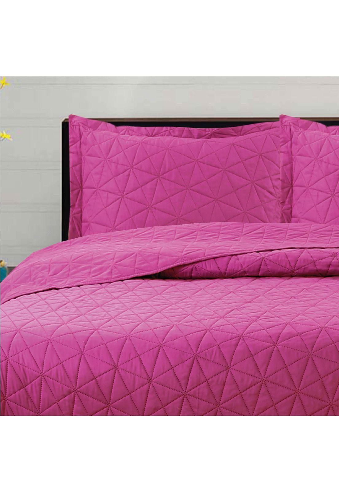 Cubrecama Liso Ultrasonic Triangle 2P Color Fucsia-1