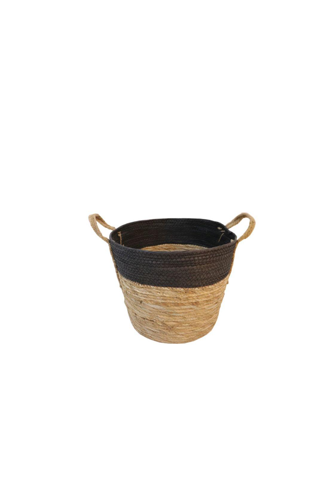 Canasto Fibra Natural 35X35X30Cm Nat/Negro-0