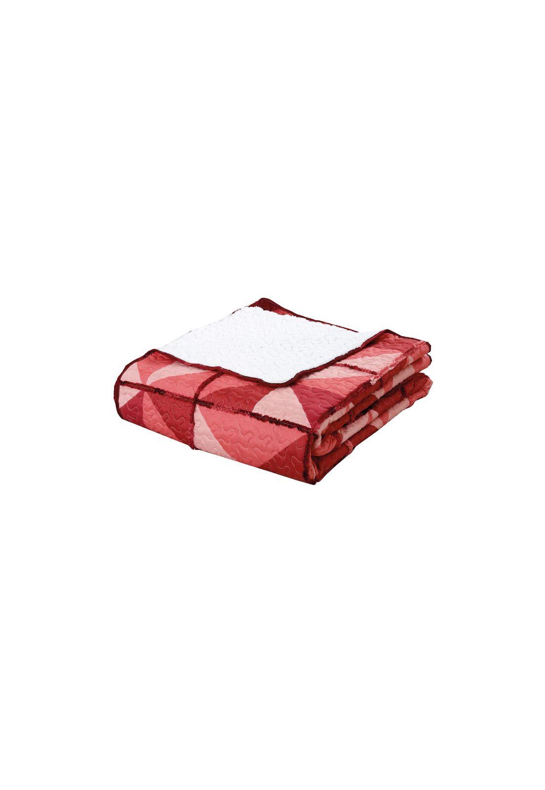 Cubrecama Ruffle Sherpa Patch Rojo 2P-2