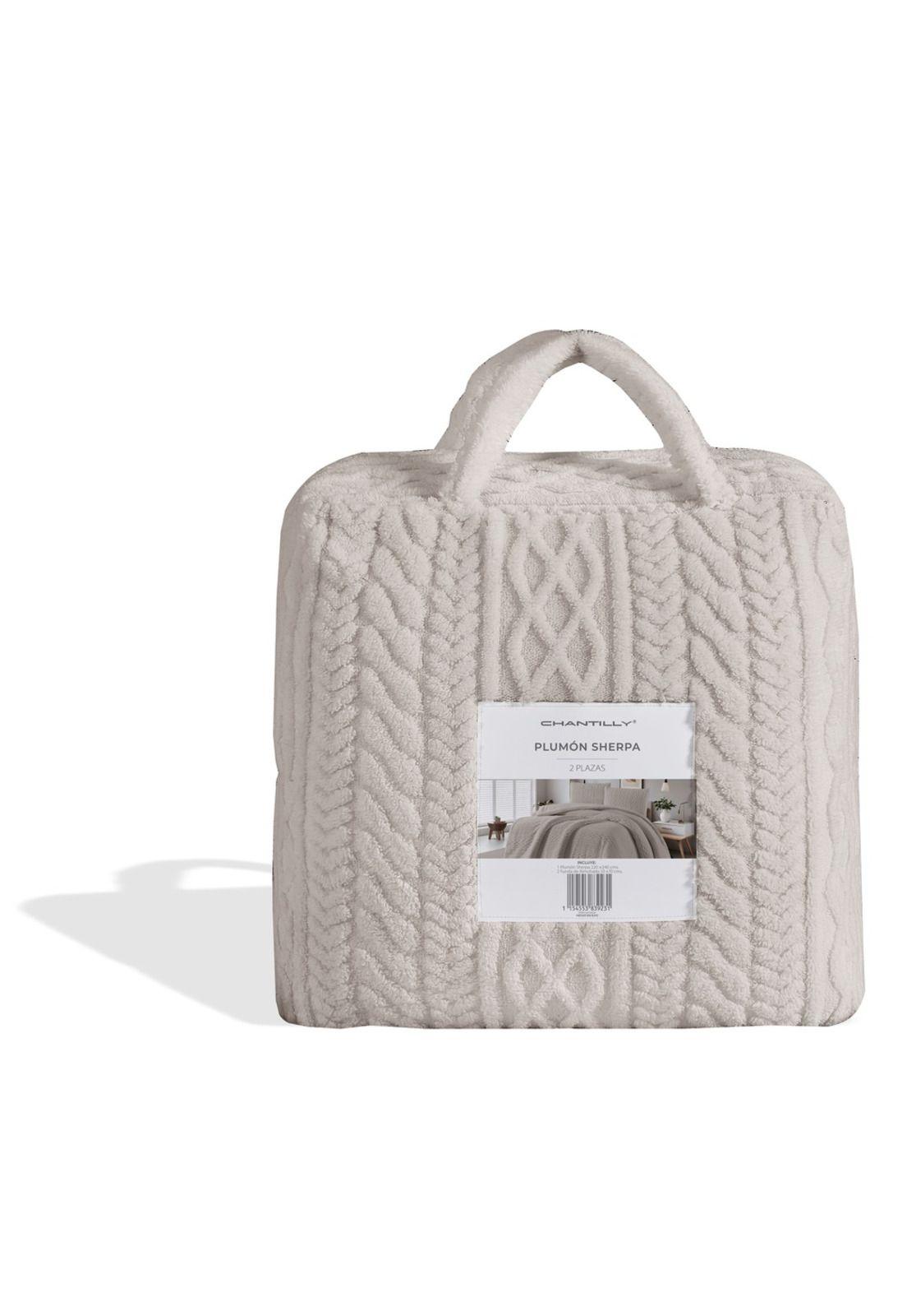 Plumón Trenza Sherpa Extra Cálido Chantilly 2 Plazas Gris Intenso-2