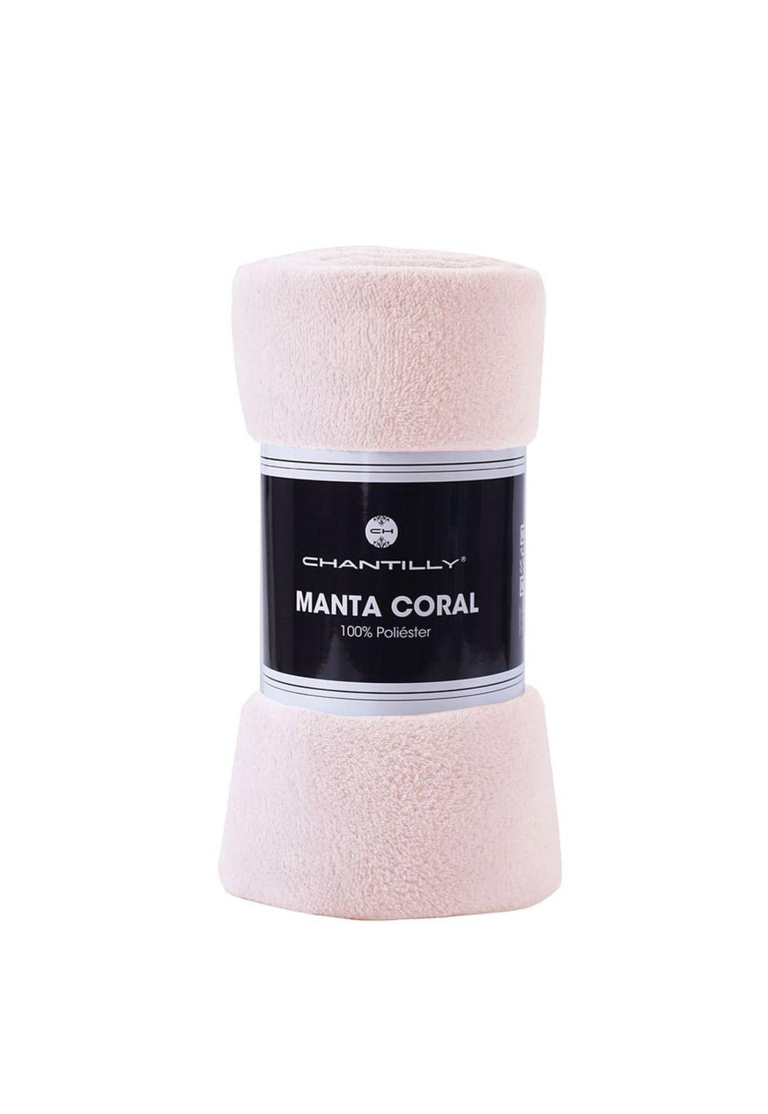 Manta Coral Fleece Ultra Suave Chantilly 125x150 cm Rosado-0