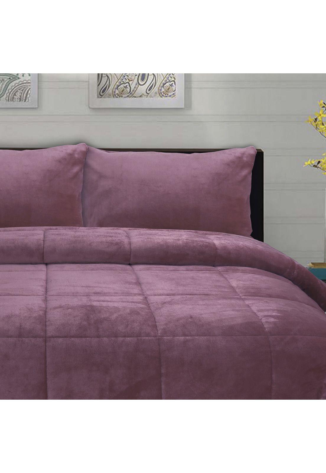 Cubrecama Coral Termico 1.5P Color Rosa Viejo-1