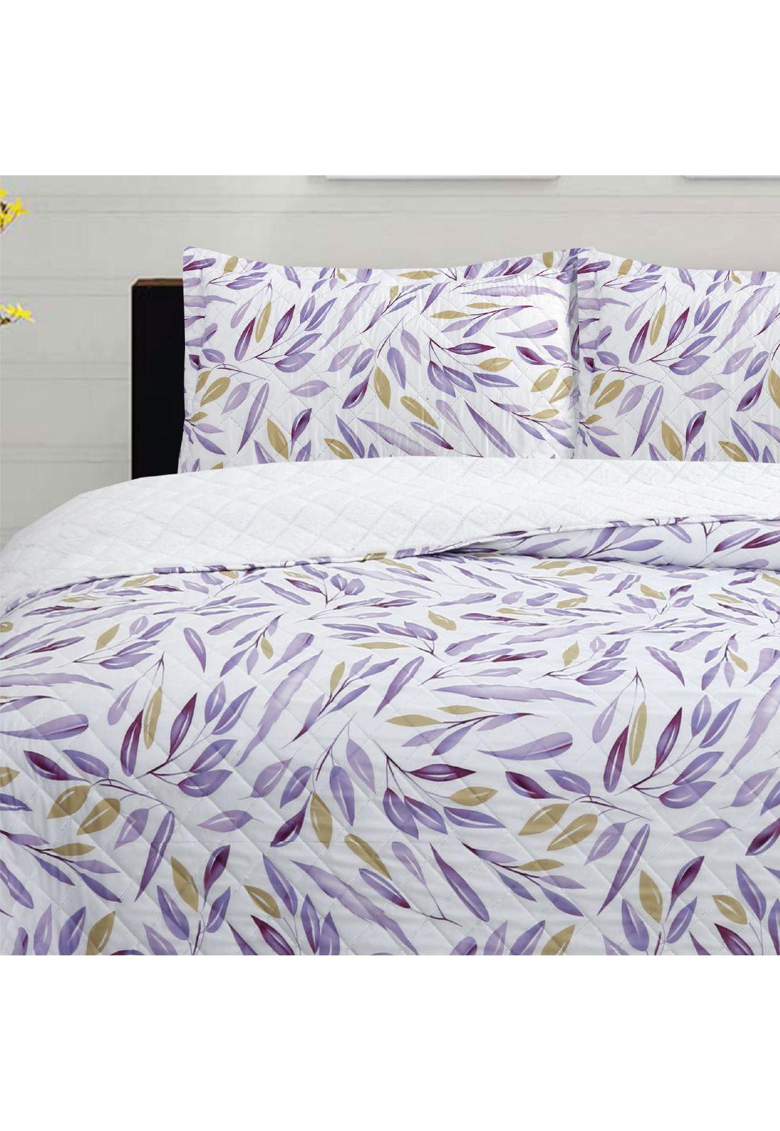 Cubrecama Micro Sherpa Hojas De Invierno 2P-1