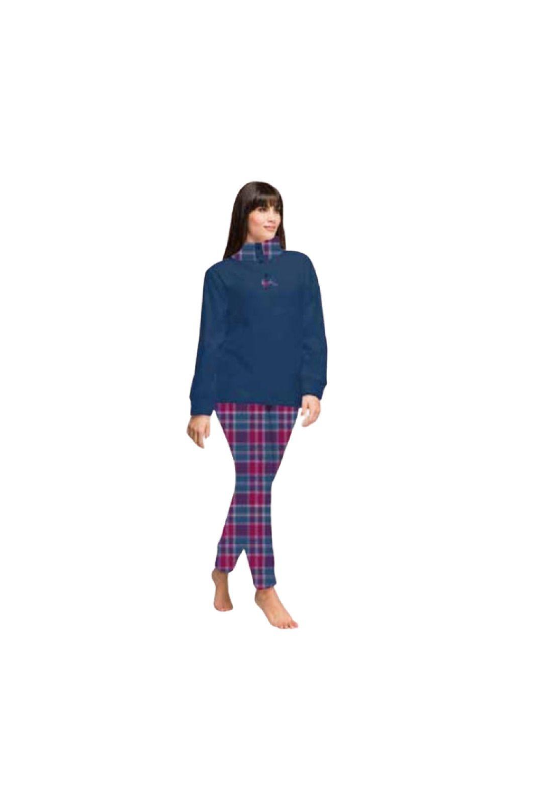 Pijama Fleece Cuadrille S Azul-0