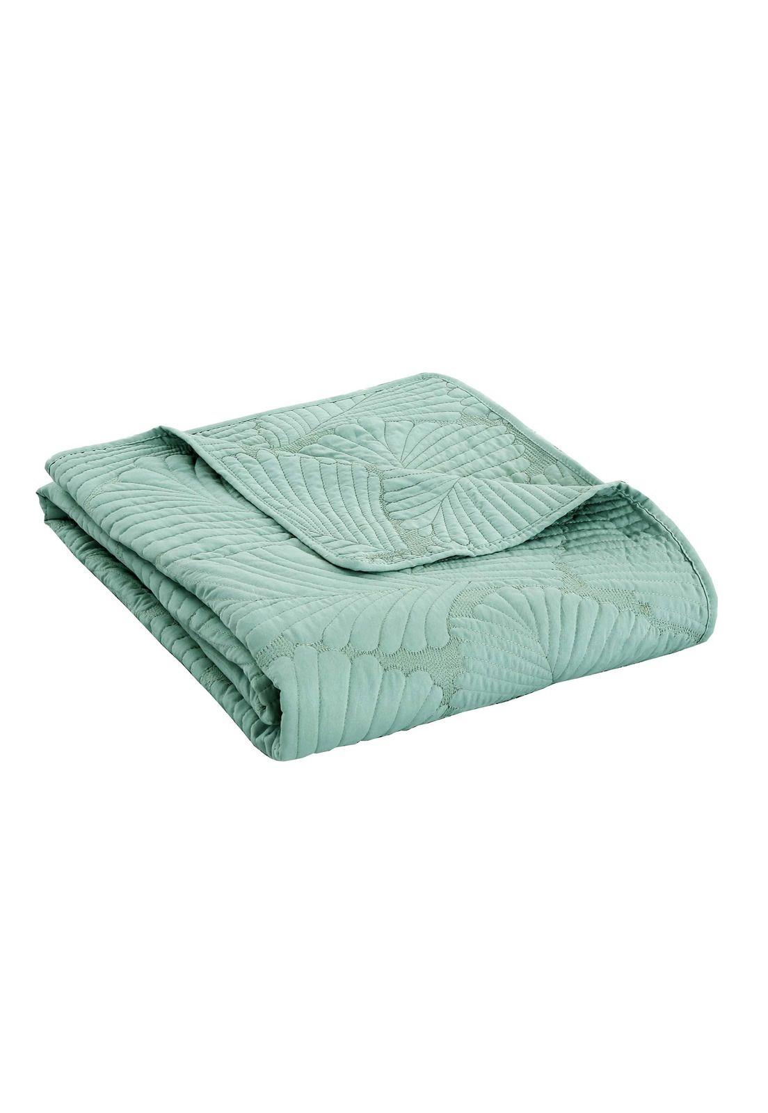 Cubrecama Prewash Hojas Bordado 1.5 Plazas Verde Petroleo-2