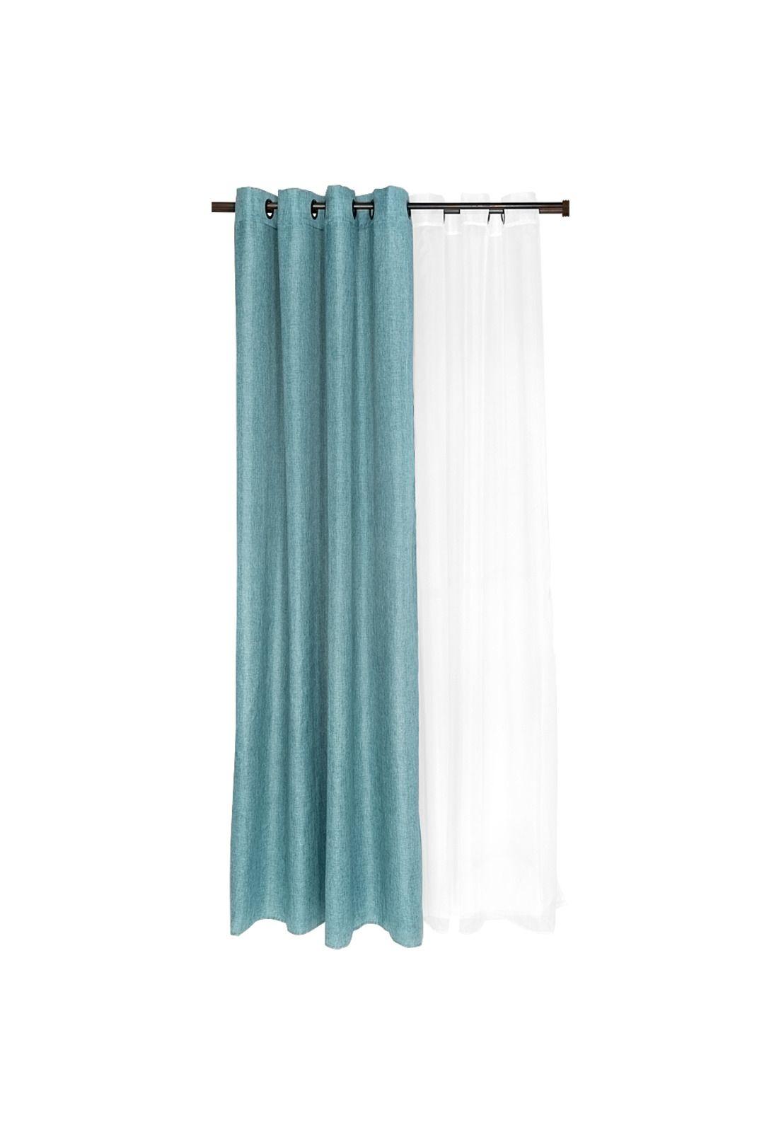 Set Cortinas 6P Corcovado 140X220 Cm Turquesa-0